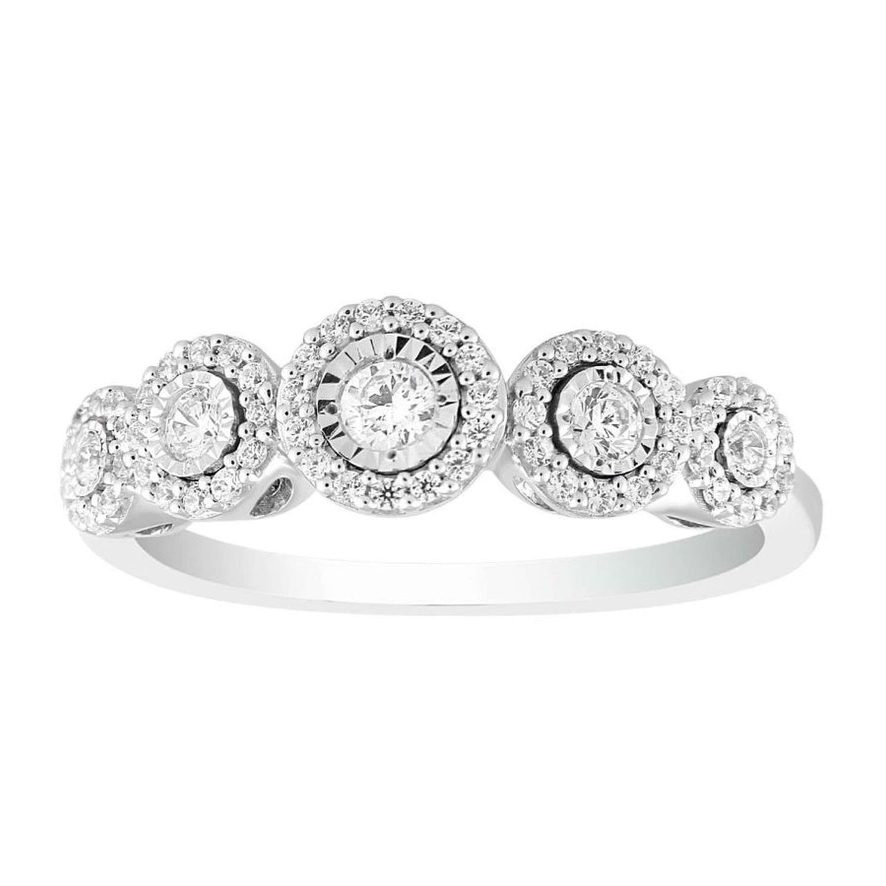 LADIES RING 1/3 CT ROUND DIAMOND 10K WHITE GOLD