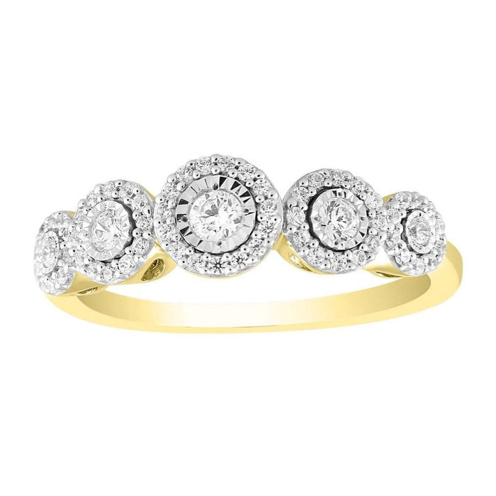 LADIES RING 1/3 CT ROUND DIAMOND 10K YELLOW GOLD