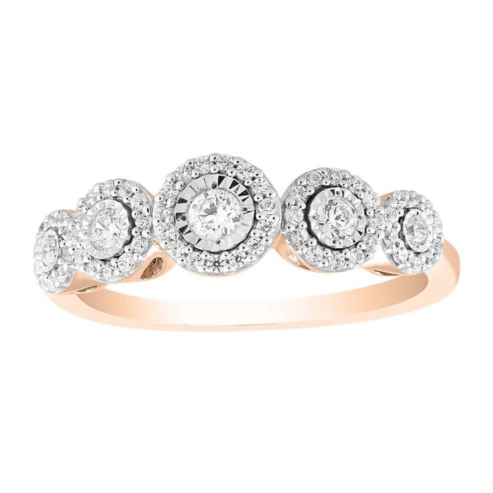 LADIES RING 1/3 CT ROUND DIAMOND 10K ROSE GOLD