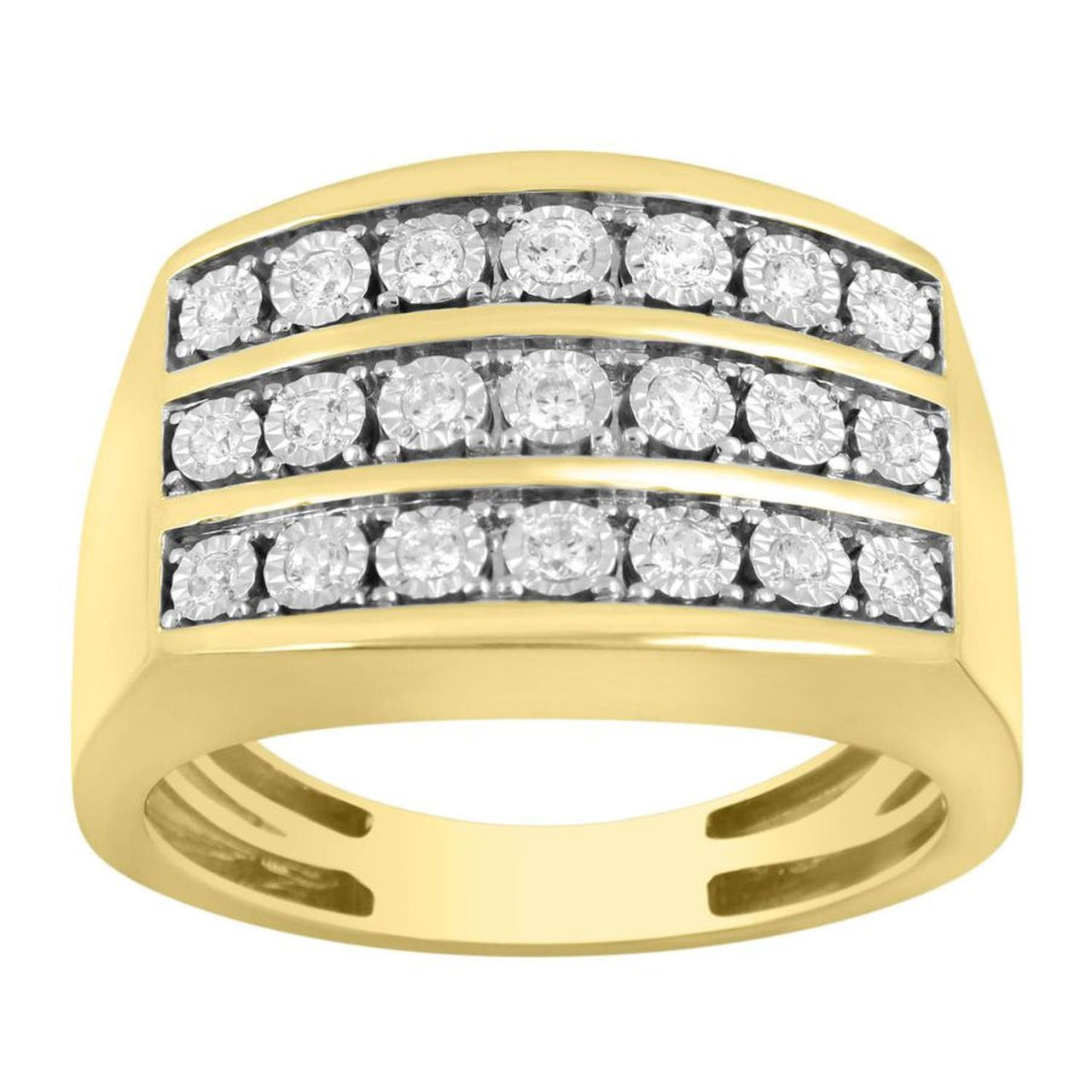 MEN'S RING 1/4 CT ROUND DIAMOND 10K YELLOW GOLD