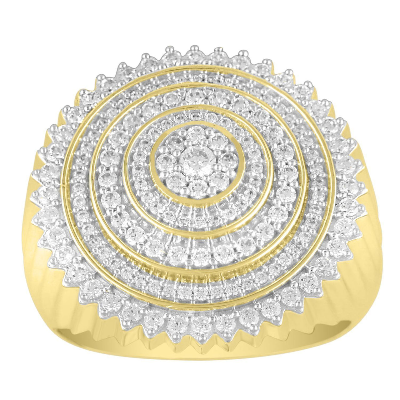 MEN'S RING 1 CT ROUND DIAMOND 14K YELLOW GOLD