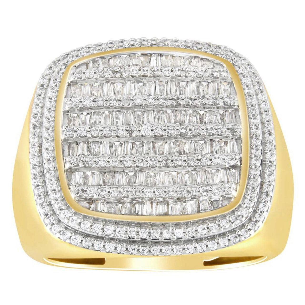 MEN'S RING 1 1/2 CT ROUND DIAMOND 14K YELLOW GOLD