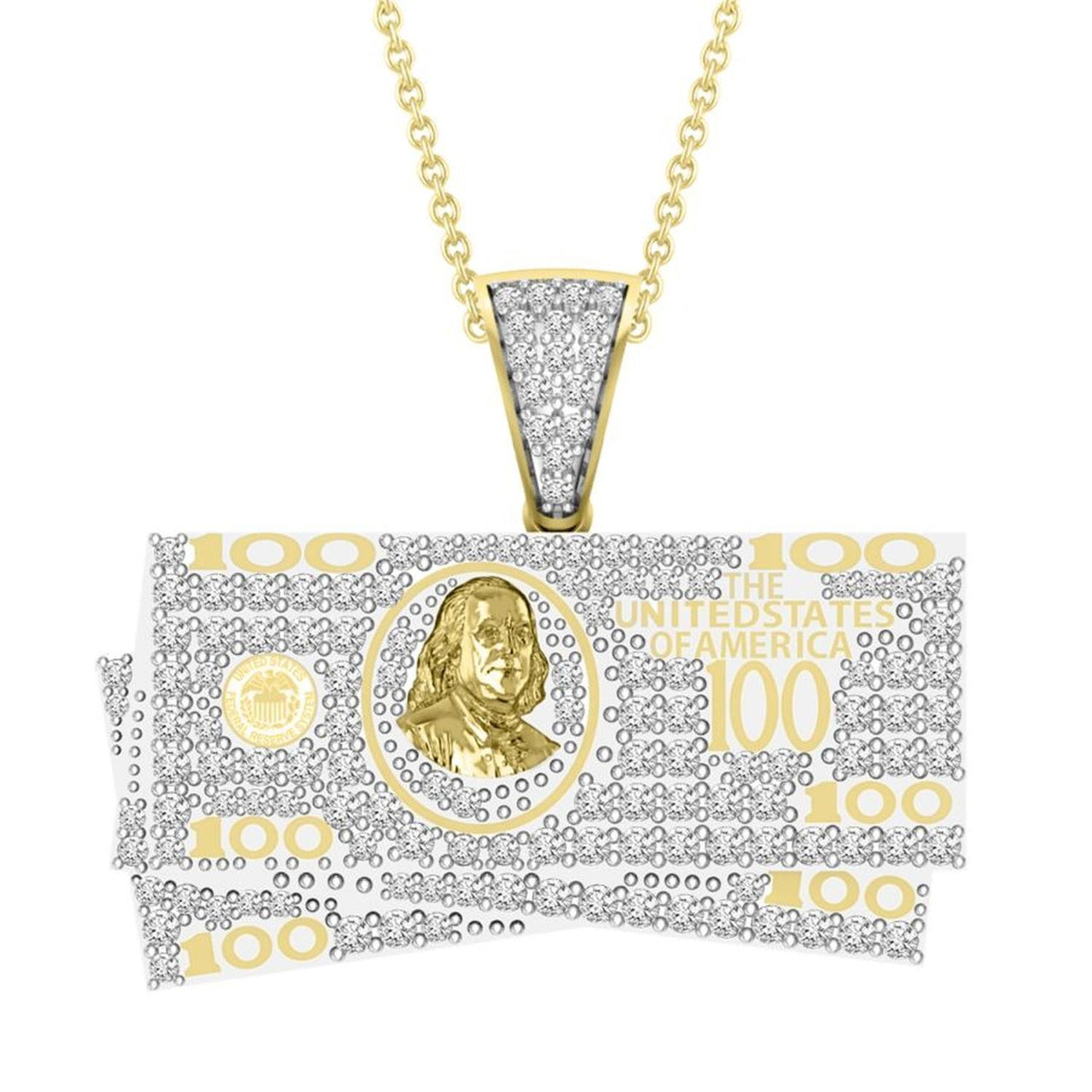 MEN'S CROSS 1 1/2 CT ROUND DIAMOND 10K YELLOW GOLD