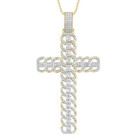 Thumbnail for MEN'S CROSS 4 CT ROUND/BAGUETTE DIAMOND 14K YELLOW GOLD