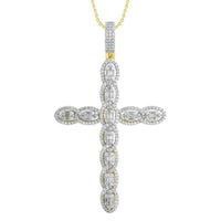 Thumbnail for MEN'S CROSS 3 1/2 CT ROUND/BAGUETTE DIAMOND 14K YELLOW GOLD