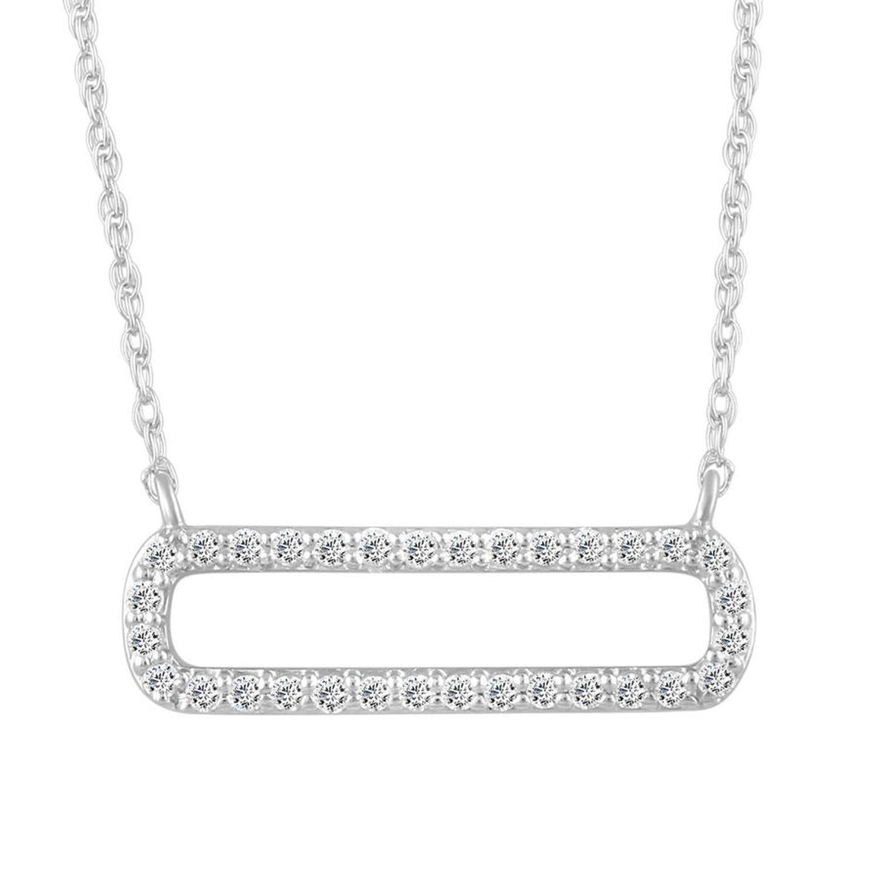 LADIES NECKLACE 1/6 CT ROUND DIAMOND 10K WHITE GOLD