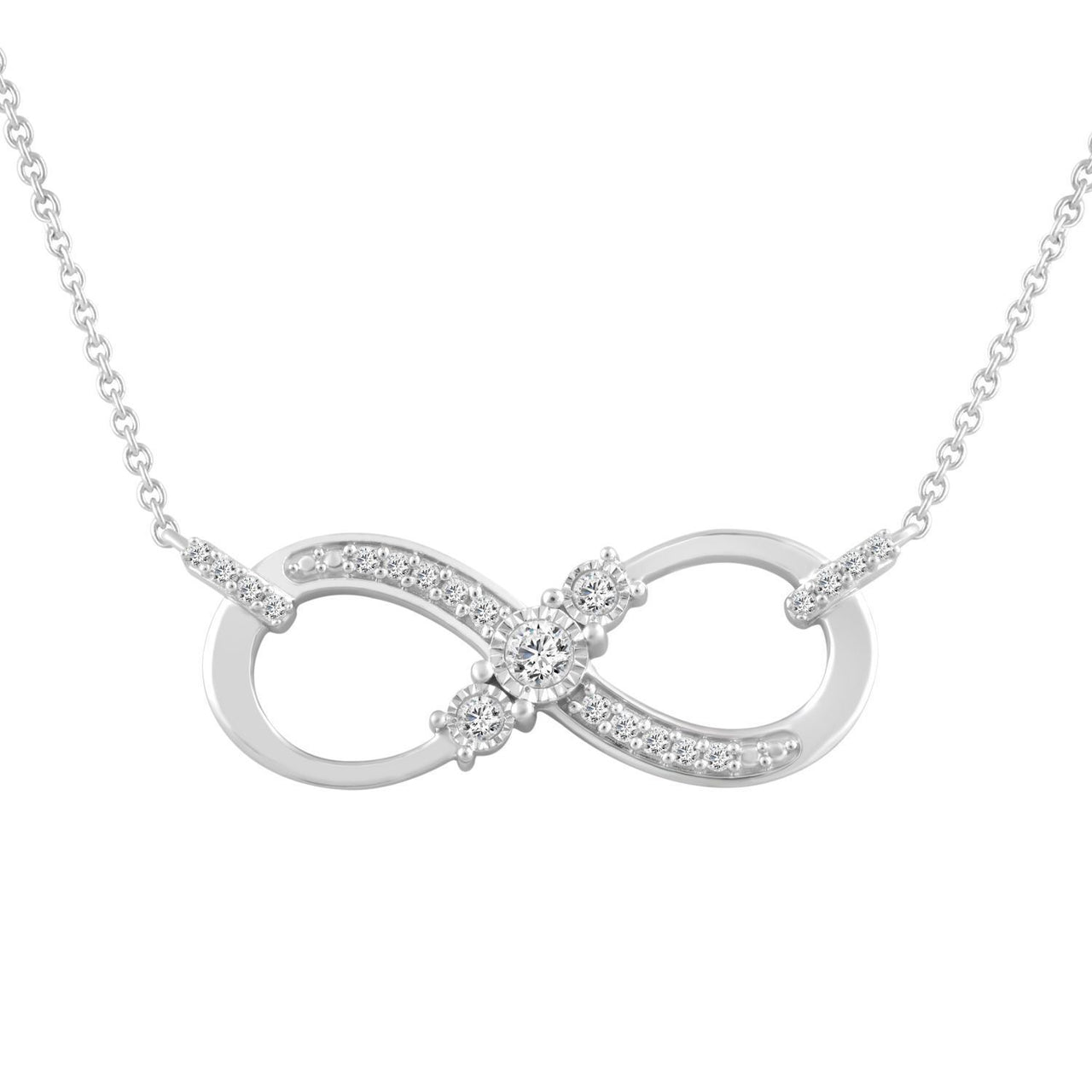 LADIES NECKLACE 1/4 CT ROUND DIAMOND 10K WHITE GOLD