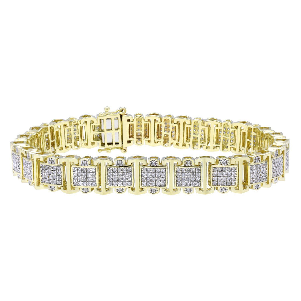 MEN'S BRACELET 3 CT ROUND DIAMOND 10K YELLOW GOLD