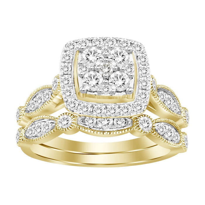 LADIES BRIDAL RING 1 CT ROUND DIAMOND 14K YELLOW GOLD