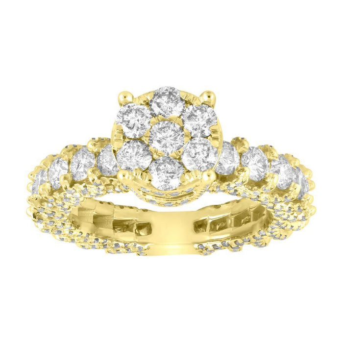 LADIES RING 3 1/4 CT ROUND DIAMOND 14K YELLOW GOLD