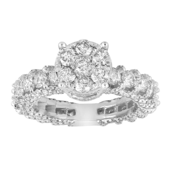 LADIES RING 3 1/4 CT ROUND DIAMOND 14K WHITE GOLD