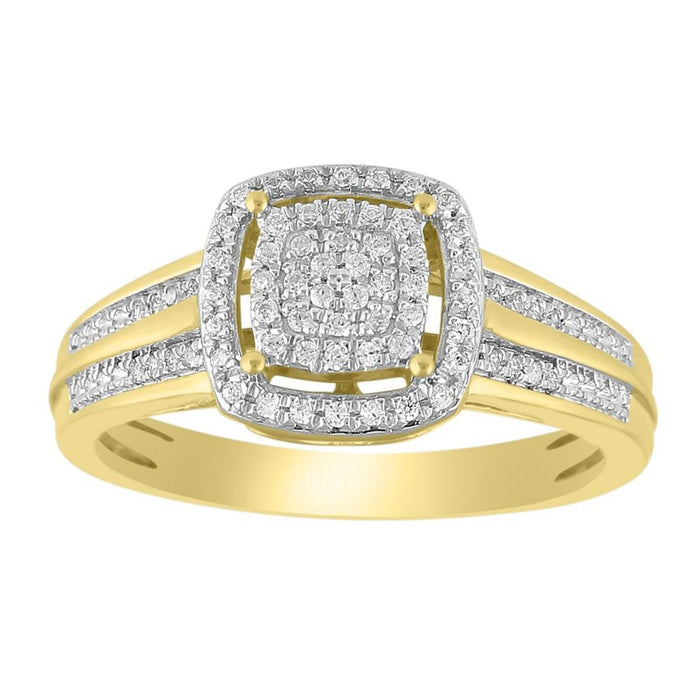 LADIES RING 1/4 CT ROUND DIAMOND 10K YELLOW GOLD