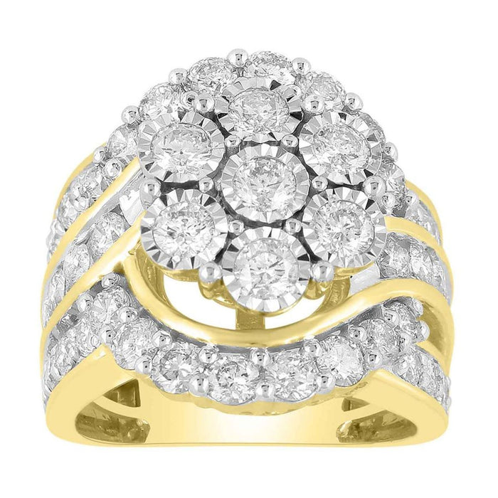 LADIES RING 3 CT ROUND DIAMOND 10K YELLOW GOLD