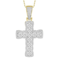 Thumbnail for MEN'S CROSS 1 CT ROUND DIAMOND 10K YELLOW GOLD