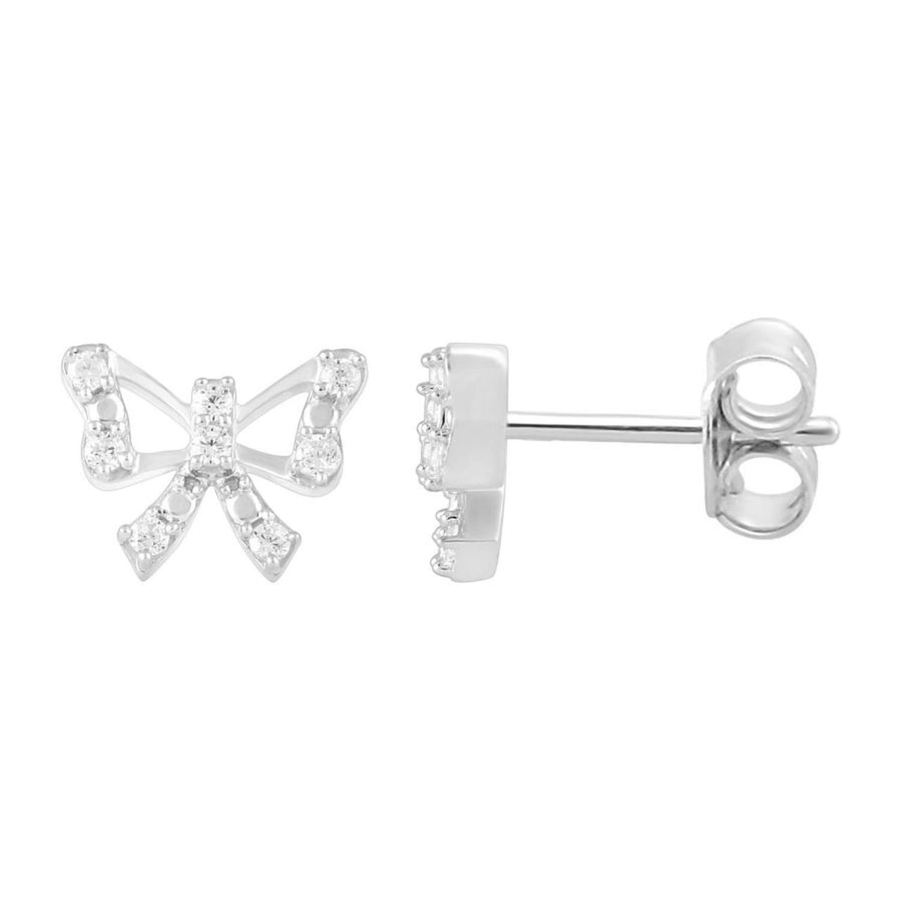UNISEX EARRINGS 1/6 CT ROUND DIAMOND 10K WHITE GOLD
