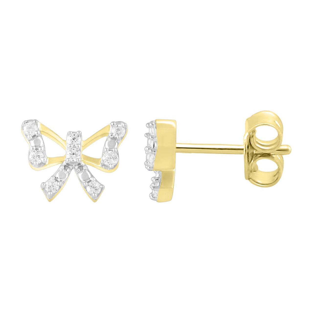 UNISEX EARRINGS 1/6 CT ROUND DIAMOND 10K YELLOW GOLD