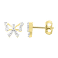 Thumbnail for UNISEX EARRINGS 1/6 CT ROUND DIAMOND 10K YELLOW GOLD