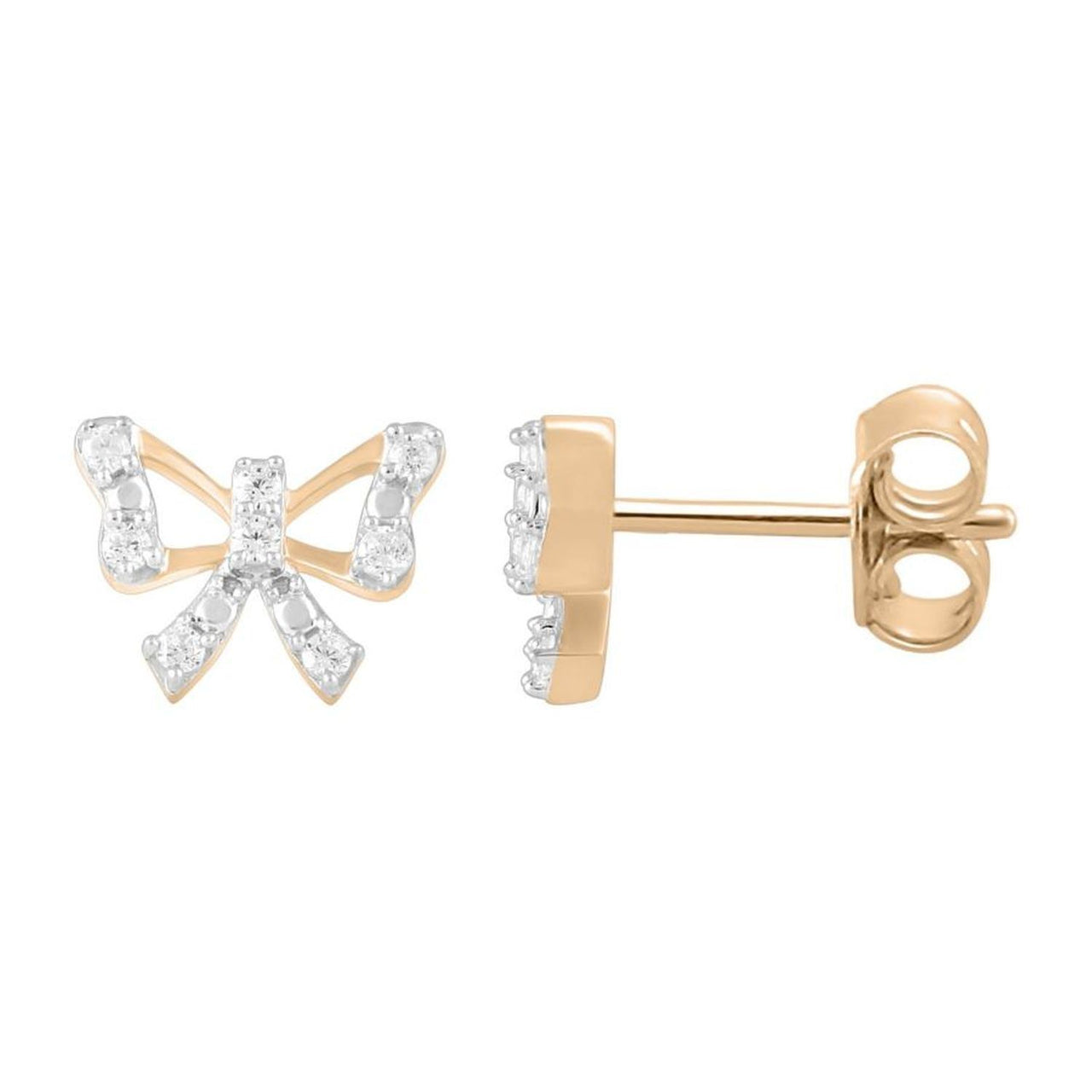 UNISEX EARRINGS 1/6 CT ROUND DIAMOND 10K ROSE GOLD