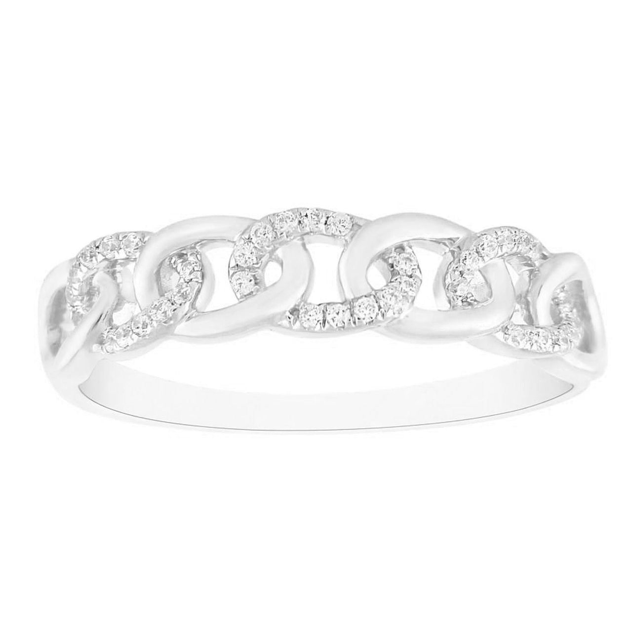 LADIES STACKABLE BAND 1/10 CT ROUND DIAMOND 10K WHITE GOLD