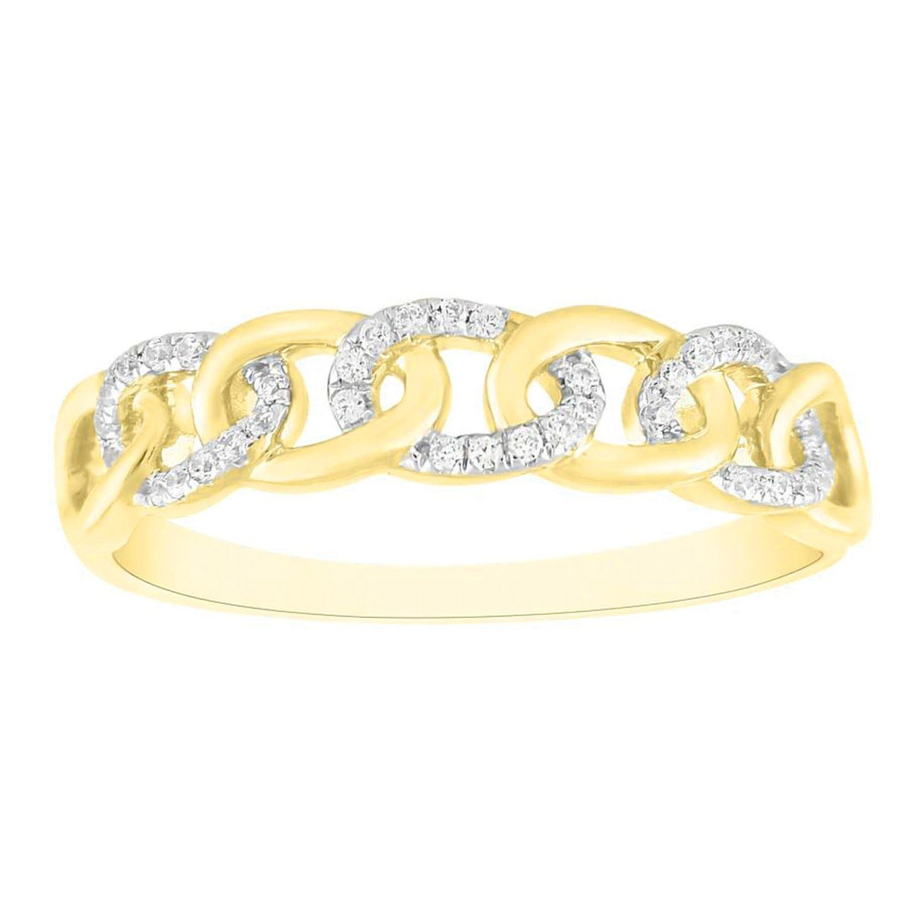 LADIES STACKABLE BAND 1/10 CT ROUND DIAMOND 10K YELLOW GOLD