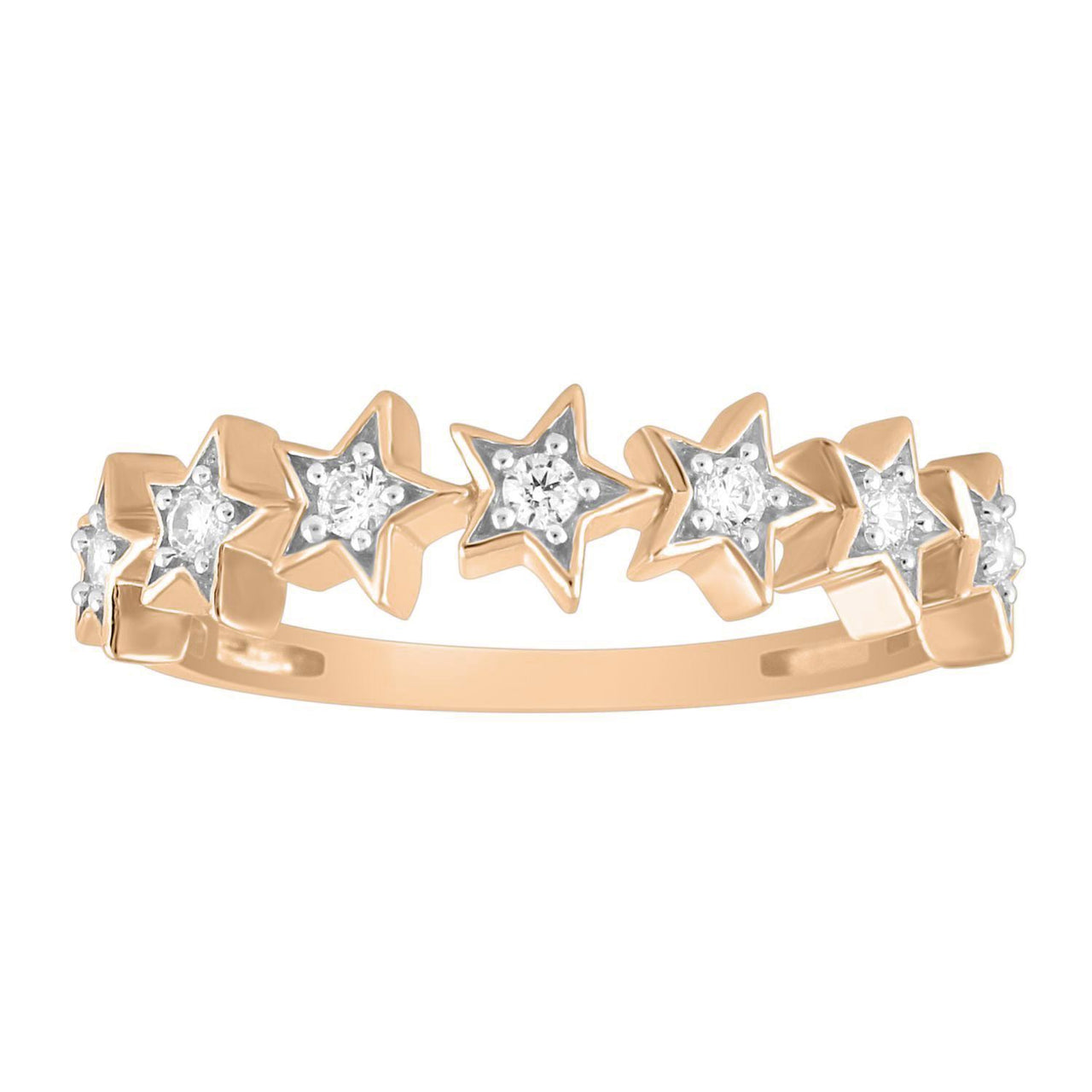 LADIES STACKABLE BAND 1/6 CT ROUND DIAMOND 10K ROSE GOLD