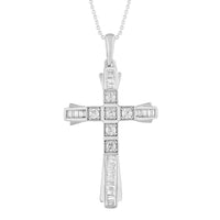Thumbnail for LADIES PENDANT 1/3 CT ROUND/BAGUETTE DIAMOND 10K WHITE GOLD