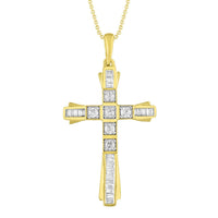 Thumbnail for LADIES PENDANT 1/3 CT ROUND/BAGUETTE DIAMOND 10K YELLOW GOLD