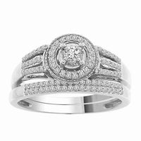 Thumbnail for LADIES BRIDAL RING SET 1/3 CT ROUND DIAMOND 10K WHITE GOLD