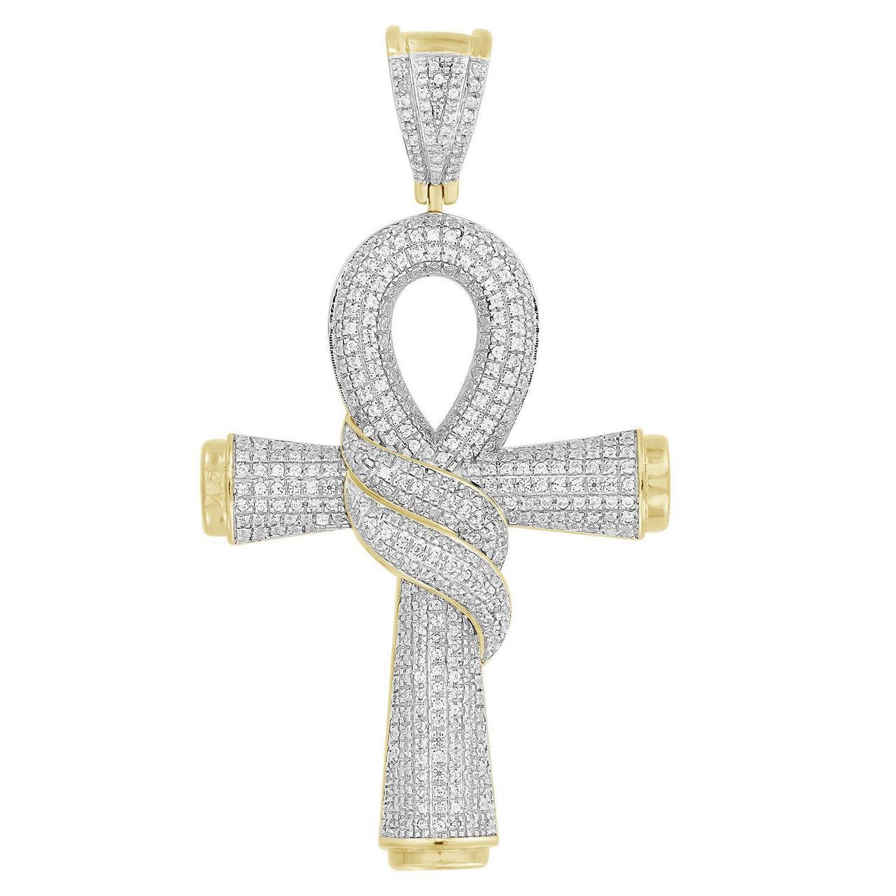 MEN'S CHARM 1 CT ROUND DIAMOND 10K YELLOW GOLD