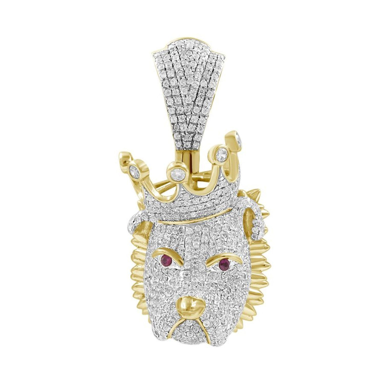 MEN'S CHARM 1 CT ROUND/RUBY DIAMOND 10K YELLOW GOLD