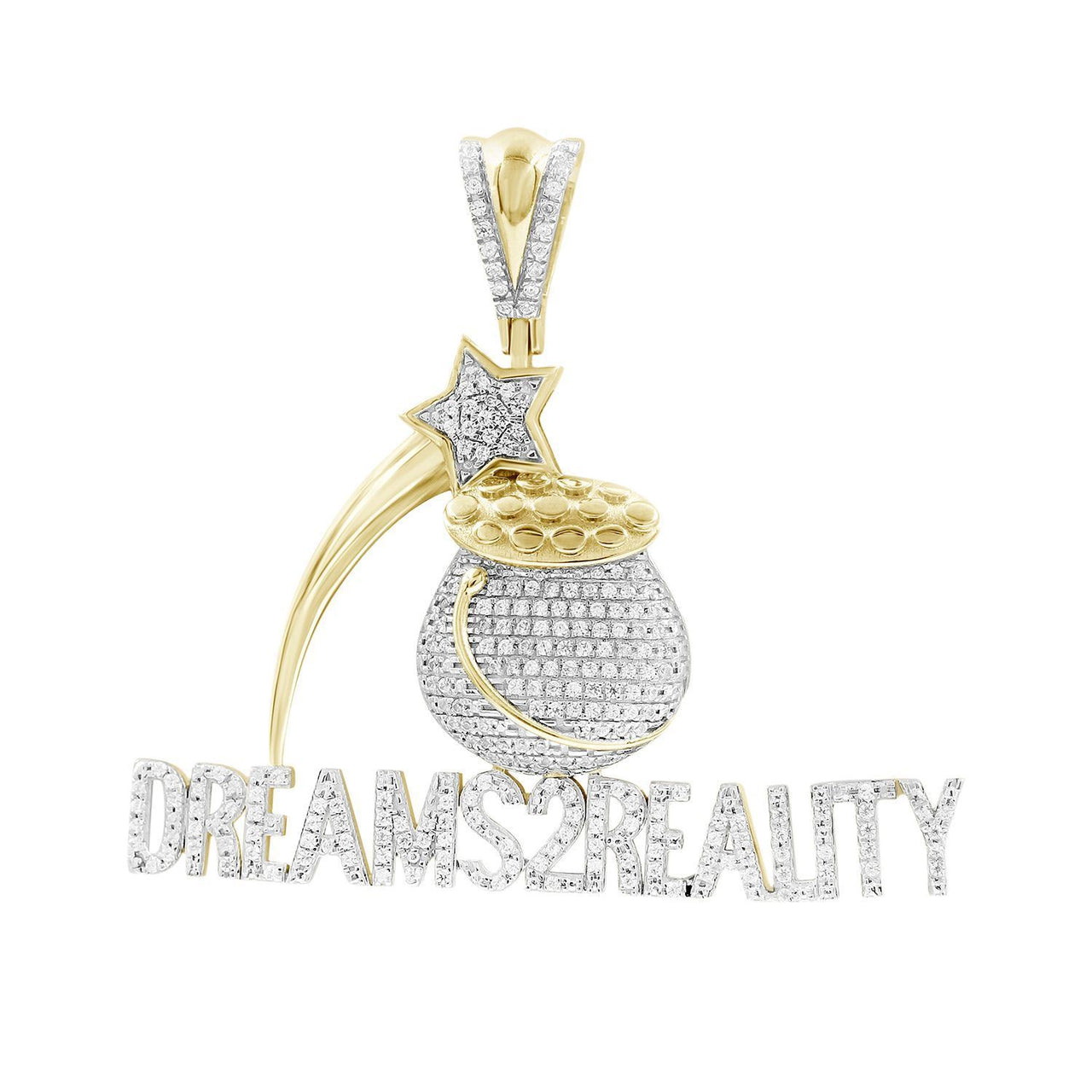 MEN'S CHARM 1/2 CT ROUND DIAMOND 10K YELLOW GOLD