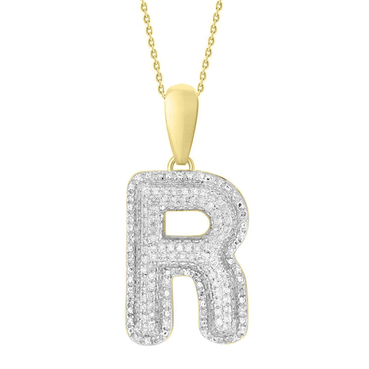 MEN'S PENDANT 3/8 CT ROUND DIAMOND 14K YELLOW GOLD