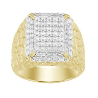 Thumbnail for MEN'S RING 1 CT ROUND/BAGUETTE DIAMOND 10K YELLOW GOLD