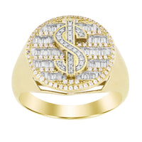 Thumbnail for MEN'S RING 1/2 CT ROUND/BAGUETTE DIAMOND 10K YELLOW GOLD