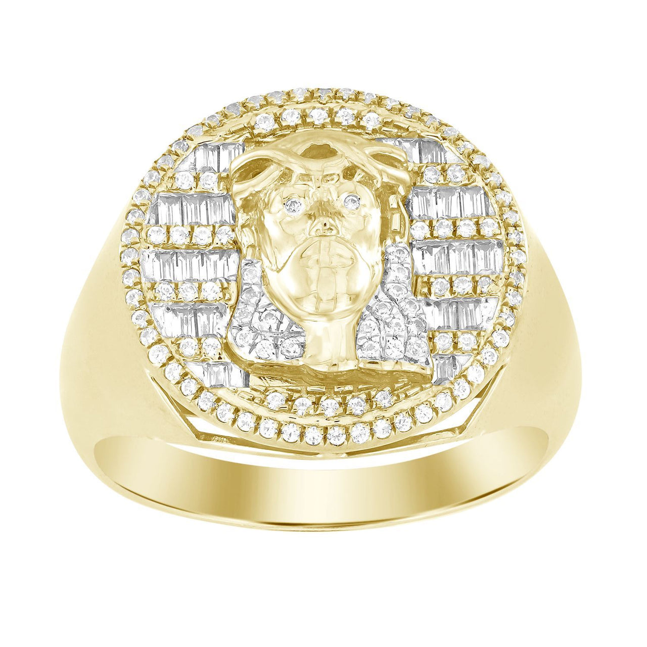 MEN'S RING 1/2 CT ROUND/BAGUETTE DIAMOND 10K YELLOW GOLD