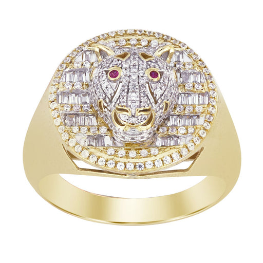 MEN'S RING 1/2 CT ROUND/BAGUETTE DIAMOND 10K YELLOW GOLD