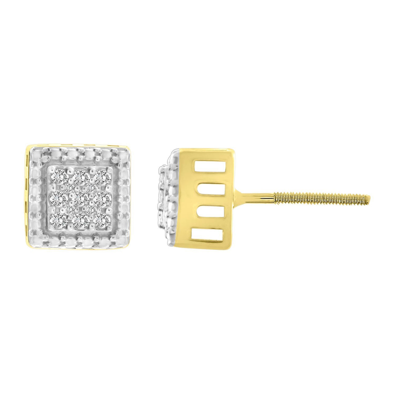 MEN'S EARRING 1/6 CT ROUND DIAMOND 10K YELLOW GOLD