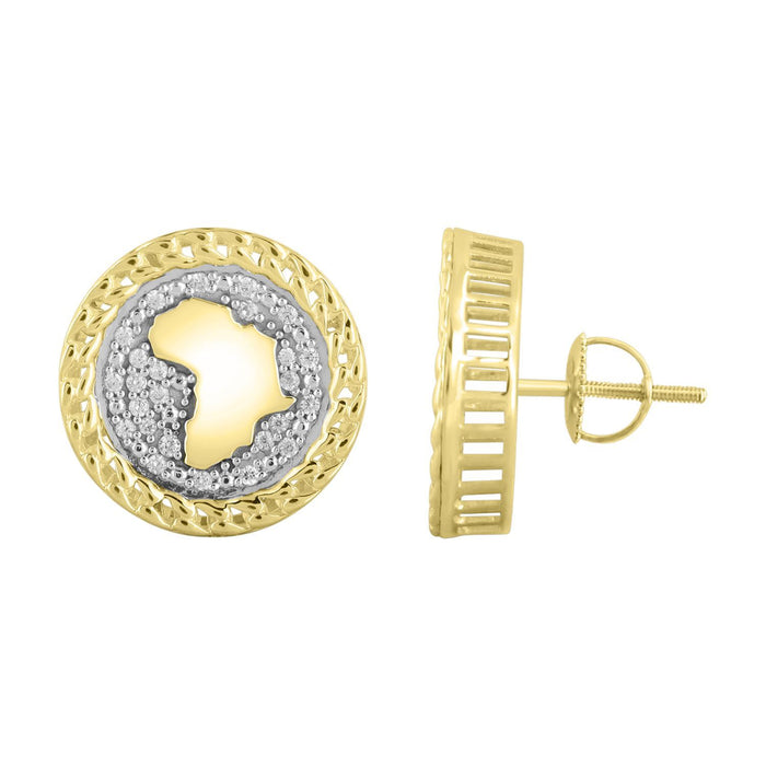 MEN'S EARRING 1/4 CT ROUND DIAMOND 10K YELLOW GOLD