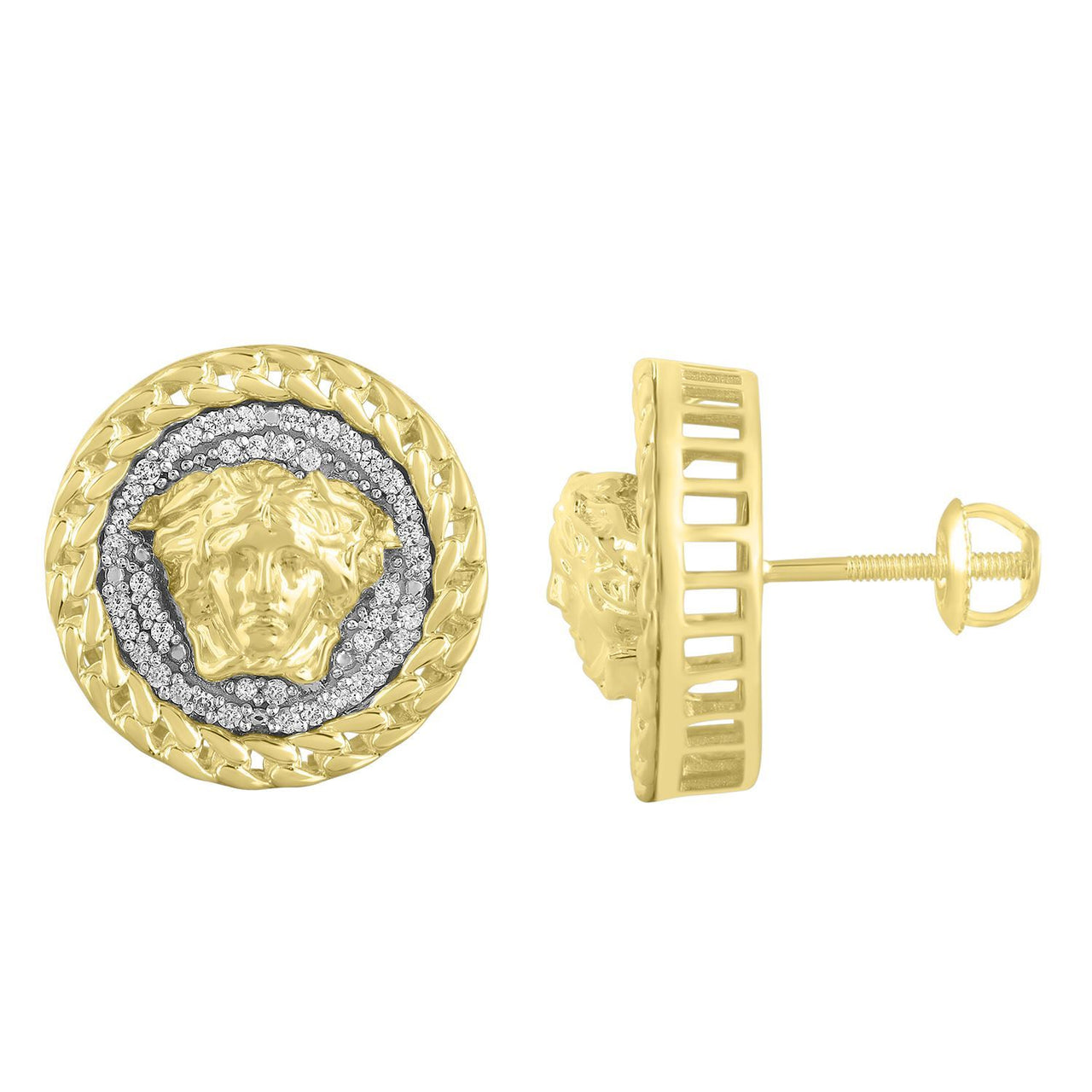 MEN'S EARRING 1/4 CT ROUND DIAMOND 10K YELLOW GOLD