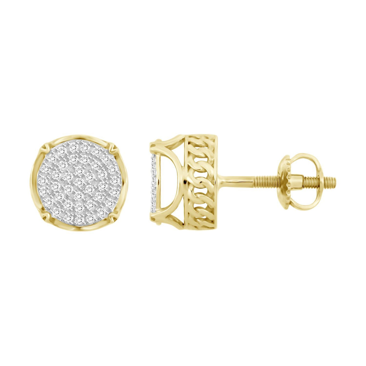 MEN'S EARRING 1/6 CT ROUND DIAMOND 10K YELLOW GOLD