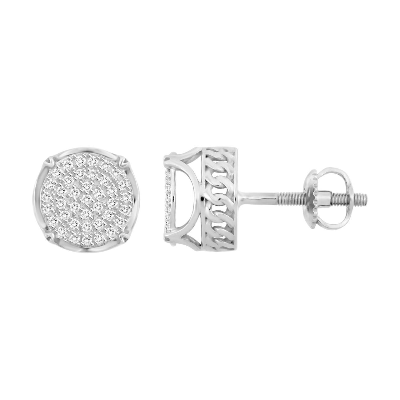 MEN'S EARRING 1/4 CT ROUND DIAMOND 10K WHITE GOLD
