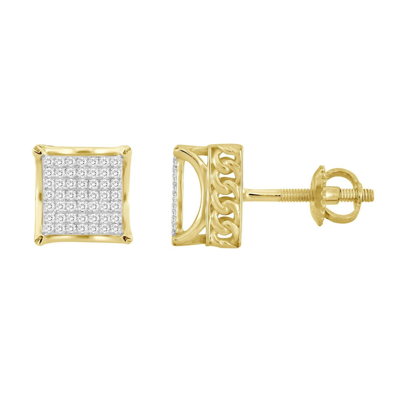 MEN'S EARRING 1/6 CT ROUND DIAMOND 10K YELLOW GOLD