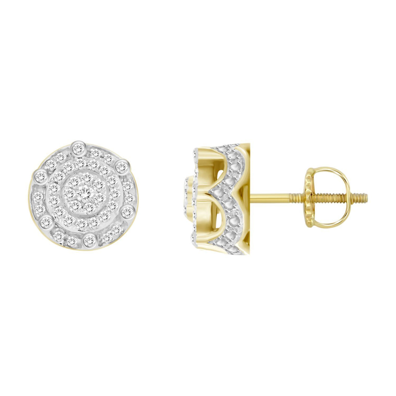 MEN'S EARRING 1/3 CT ROUND DIAMOND 10K YELLOW GOLD
