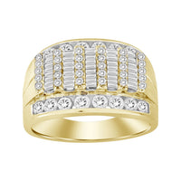 Thumbnail for MEN'S RING 1 CT ROUND/BAGUETTE DIAMOND 10K YELLOW GOLD