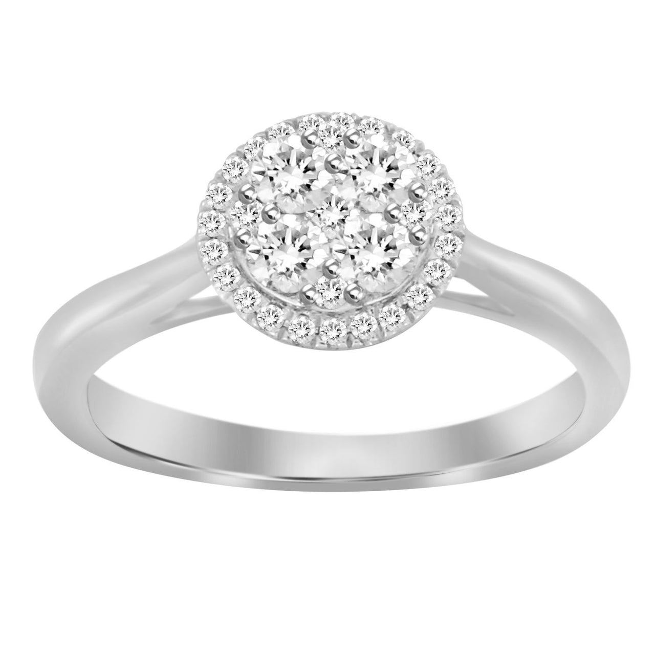 LADIES RING 1/2 CT ROUND DIAMOND 14K WHITE GOLD