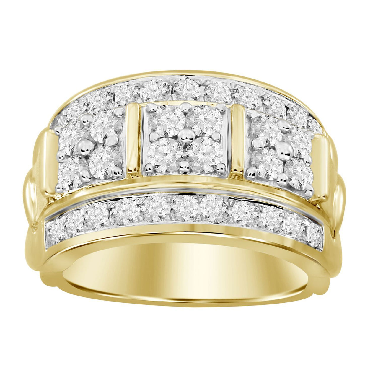 MEN'S RING 1 CT ROUND DIAMOND 10K YELLOW GOLD