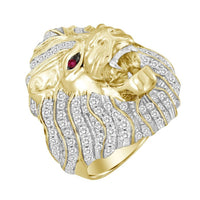 Thumbnail for MEN'S RING 2 1/2 CT ROUND/BAGUETTE/RUBY DIAMOND 14K YELLOW GOLD