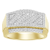 Thumbnail for MEN'S RING 1 CT ROUND/BAGUETTE DIAMOND 10K YELLOW GOLD