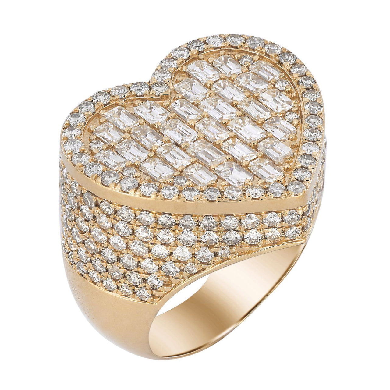 MEN'S RING 6 1/2 CT ROUND/EMERALD DIAMOND 10K ROSE GOLD