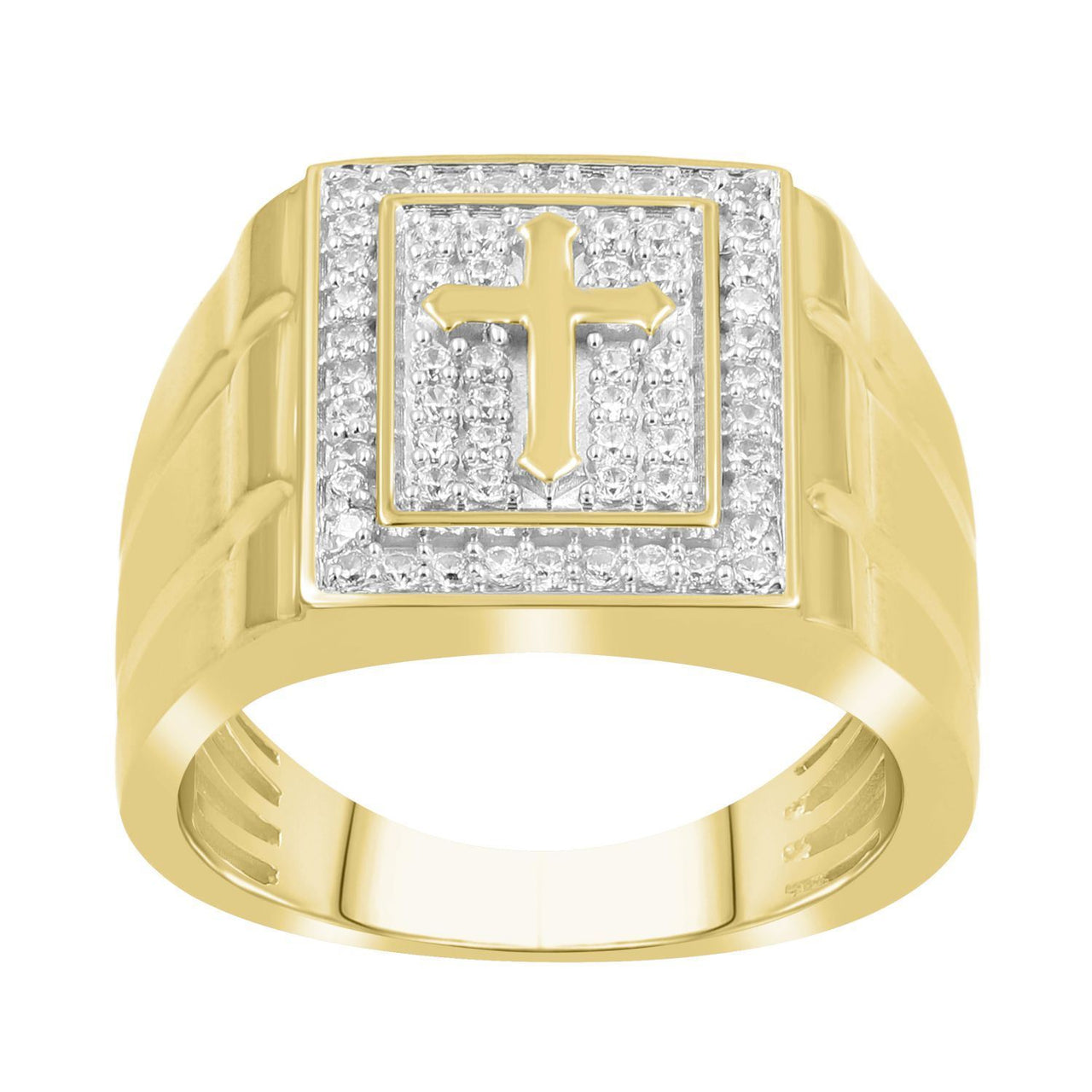 MEN'S RING 1/2 CT ROUND/BAGUETTE DIAMOND 10K YELLOW GOLD